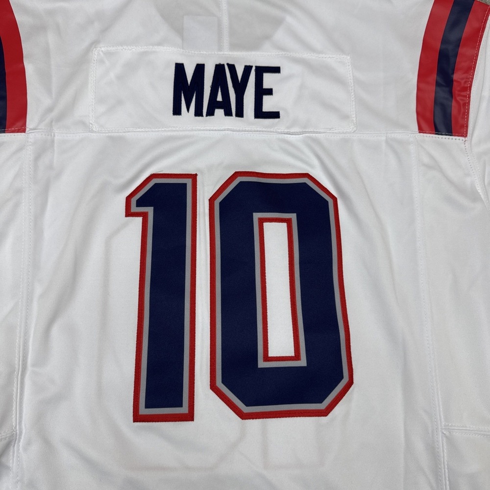 Nike Drake Maye Super Bowl 60 LX Patch Game Jersey New England Patriots White - Picture 13 of 13